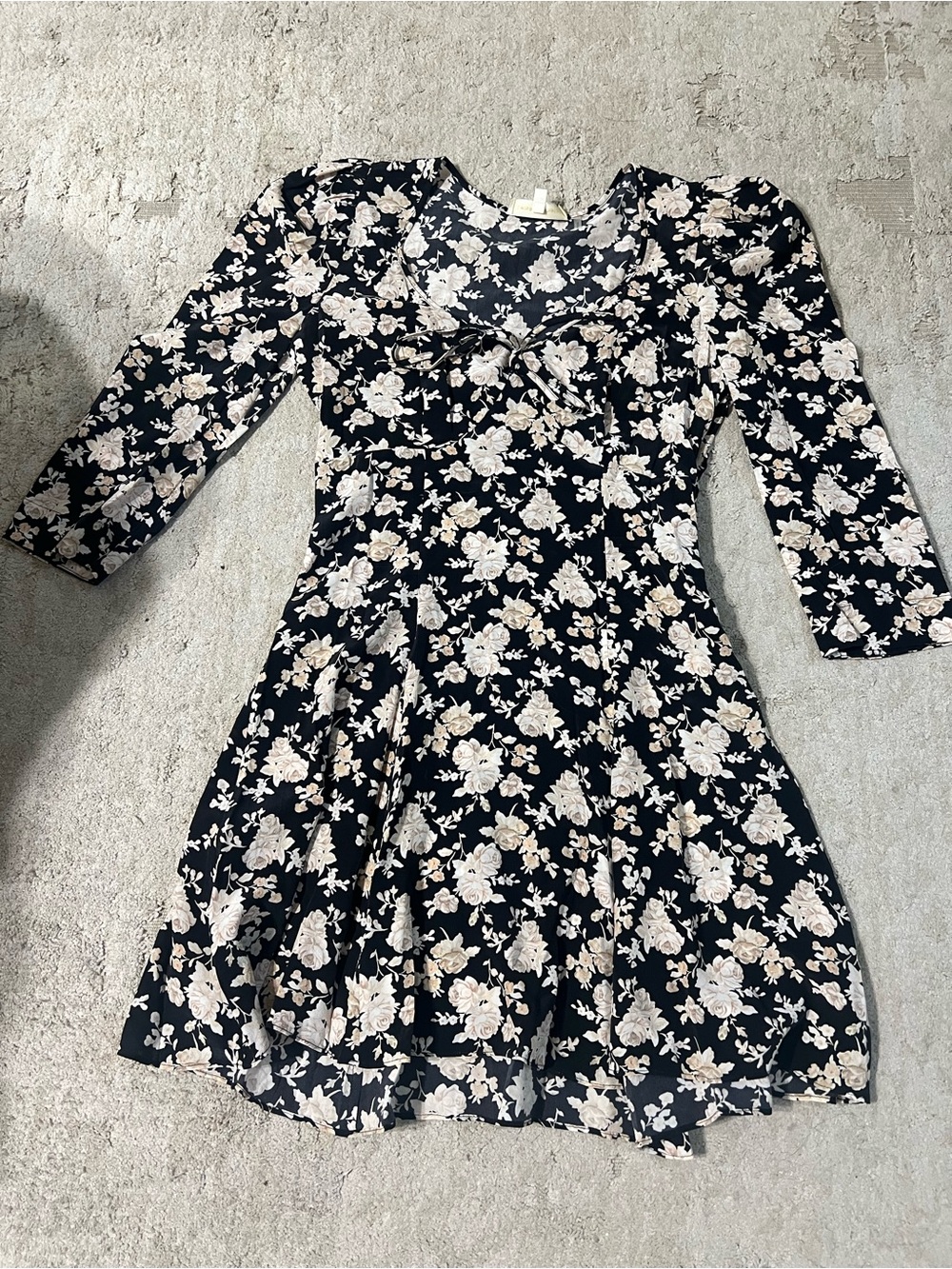 LoveShackFancy Juree dress in black cream roses